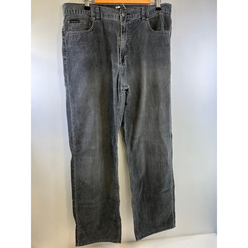 Calvin Klein Jeans Men's Size 36 Gray Cotton Corduroy Straight‎ Leg 5 Pocket